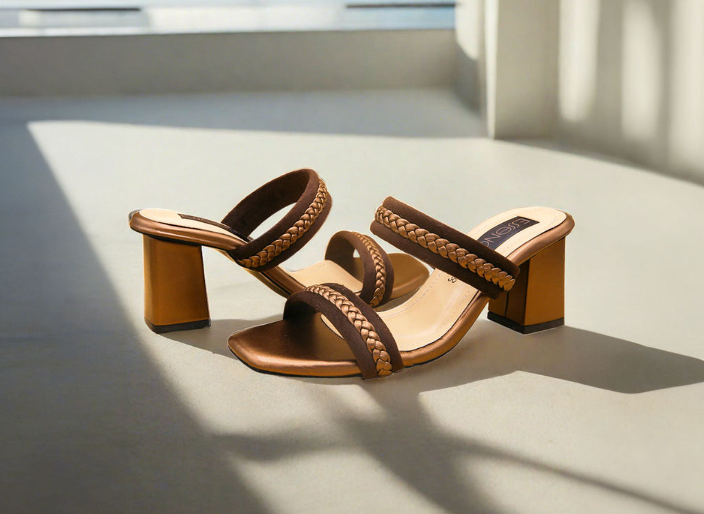 Braided block heels for women – Mystique Marvel by Essence by Rubina