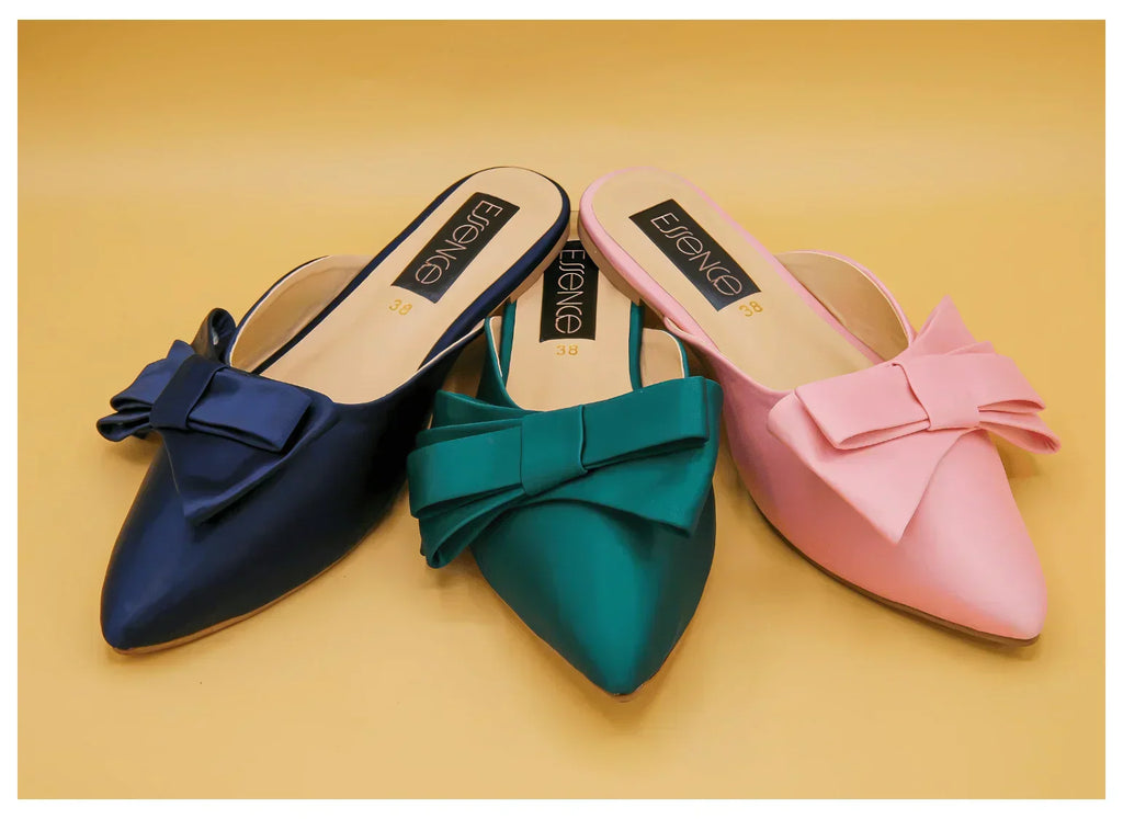 Satin silk bowtie pumps for office wear – Dusk by Essence by Rubina