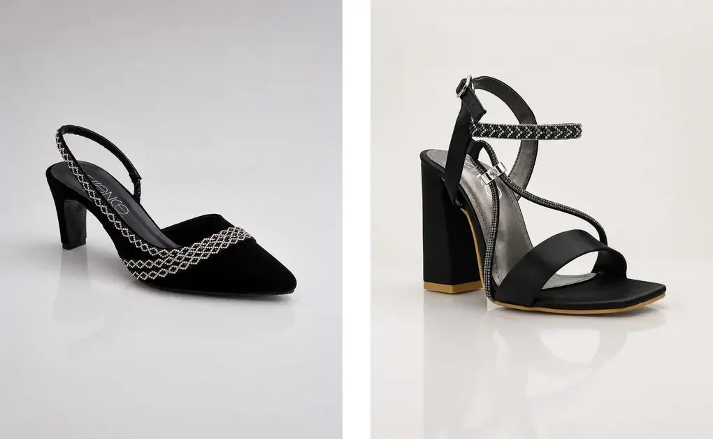 Twilight black slingback heels vs Dusk black block heels comperison