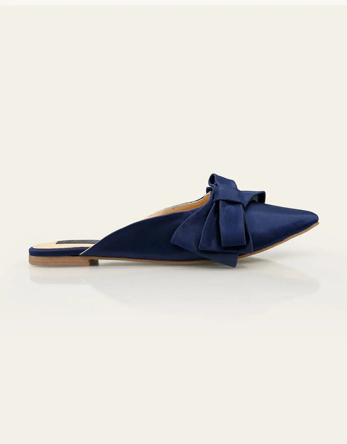 Downtown Diva Blue Satin Mule with Bow – Essence by Rubina