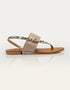 Elara Beige Flat Sandals with Snake Textured T-Strap β Essence by Rubina