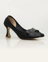 Bella Black Closed-Toe Heels with Embellished Bow – Essence by Rubina