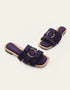 Marveta purple flats with gold ring and triple straps – Essence by Rubina