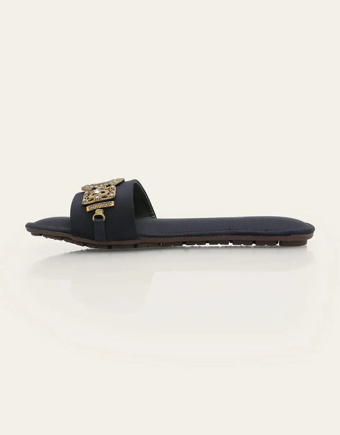 Aurista Black Flats with Antique Gold Buckle – Essence by Rubina