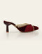 Éclat Elegance Maroon Satin Pointed Heels with Gold Piping – Essence by Rubina