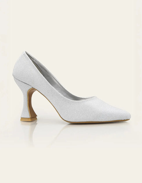 Lusture Silver Closed-Toe Glitter Pumps – Essence by Rubina
