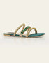 Jewel Green Embellished Triple-Strap Flat Sandals – Essence by Rubina