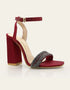 Stellar Maroon Block Heels with Beaded Strap – Essence by Rubina
