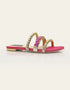 Jewel Pink Embellished Triple-Strap Flat Sandals – Essence by Rubina