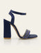 Stellar Blue Block Heels with Beaded Strap – Essence by Rubina