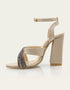 Celestina Nude Block Heels with Glitter Crossover and Ankle Strap – Essence by Rubina