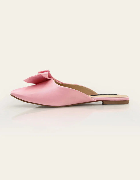 Downtown Diva Pink Satin Mule with Bow – Essence by Rubina