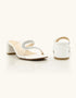 Dazzle White Block Heels with Clear Crystal Strap – Essence by Rubina