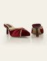 Éclat Elegance Maroon Satin Pointed Heels with Gold Piping – Essence by Rubina