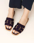 Marveta purple flats with gold ring and triple straps – Essence by Rubina