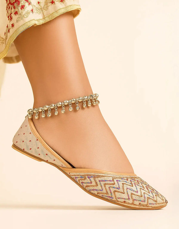 Heritage Hue Multicolor Embroidered Khussa with Dotted Back – Essence by Rubina