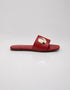 Side view of Aurelle maroon metal ring flat sandals for women