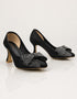 Black formal pumps for women featuring embellished crystal bow and pointed toe design β Essence by Rubina