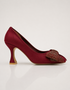 Maroon party wear pumps for women with embellished bow and comfortable 2 inch heel β Essence by Rubina