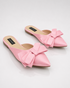 Pair of handcrafted pink pointed toe flat mules for women