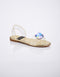 gold flat sandal with rhinestone embellishment for women