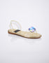 gold flat sandal with rhinestone embellishment for women
