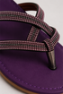 Top view of purple multi strap flat sandals for women