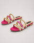 Pair of pink embellished flat sandals for women fancy chappal Pakistan