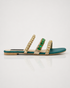 Pair of green and pink embellished flat sandals for women fancy chappal Pakistan
