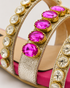 Top view of triple strap embellished flat sandals for women