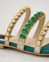 Top view of triple strap embellished flat sandals for women