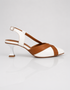 Side view of Luna women's pointed toe slingback heels with soft padded sole and comfortable block heel