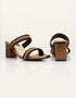 Ivory block heel sandals for women with braided straps and comfortable block heel