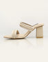 Mystique Marvel Beige Braided Block Heels β Side profile of ivory block heel sandals with open toe silhouette Essence by Rubina