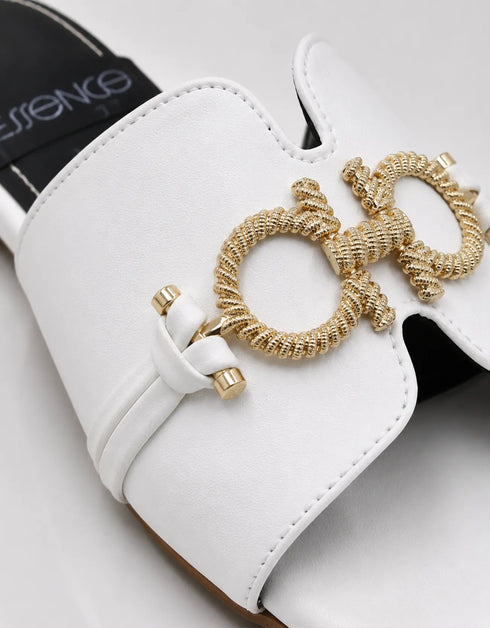 Nova Chic Comfort Flat Sandals in White styled with everyday outfits for versatile wear.