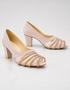 Pair of Zareenah pink embellished block heel sandals for festive and formal wear