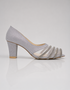 Side profile of Zareenah Silver shimmer block heel sandals for women
