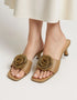 Rosavia heel slides – gold with golden flower detailing