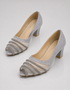Zareenah silver embellished block heel sandals with shimmer multi strap design by Essence by Rubina