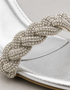 Close up of braided crystal embellished strap on Aura silver heel sandals - Essence by Rubina