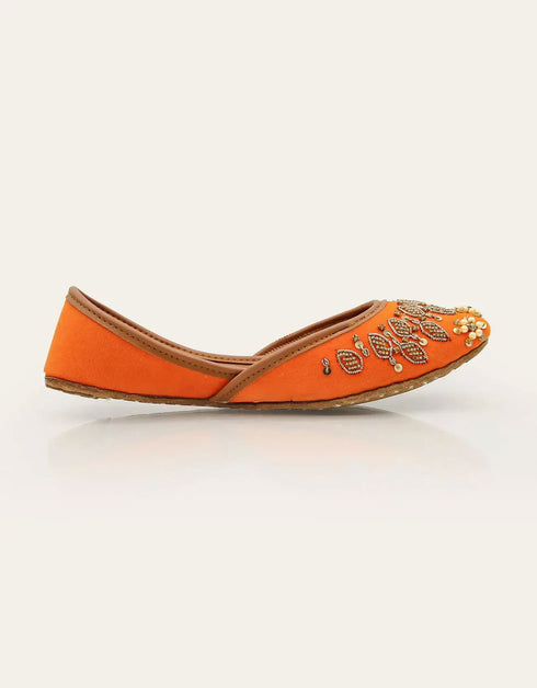 Orange embroidered ladies khussa