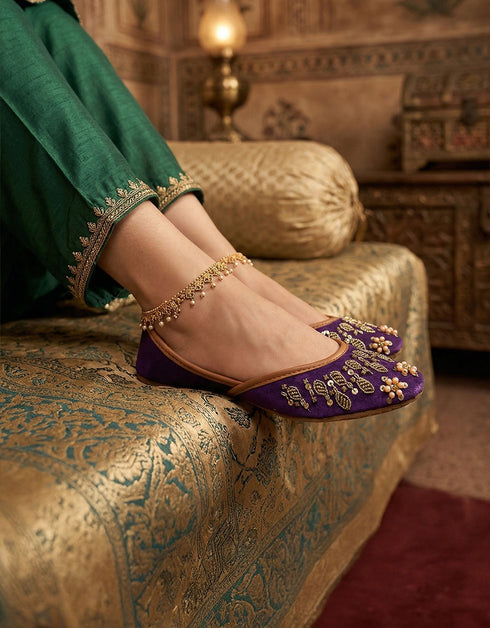 Purple ladies khussa shoes