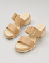 Beige double strap platform sandals