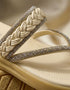 Rhinestone braided strap sandals detail