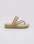Beige slip on flat sandals