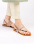 Elara Beige Flat Sandals with Snake Textured T-Strap – Essence by Rubina