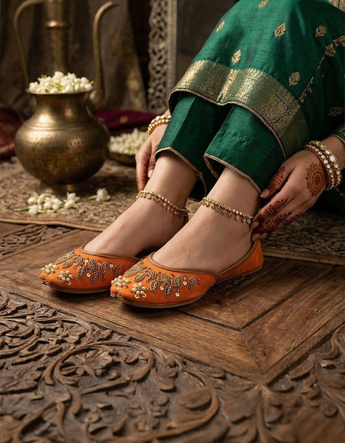 Orange khussa festive wear