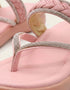 Pink rhinestone braided strap sandals