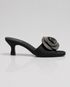 Rosavia heel slides β black with silver floral embellishment