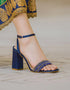 Stellar Blue Block Heels with Beaded Strap – Essence by Rubina